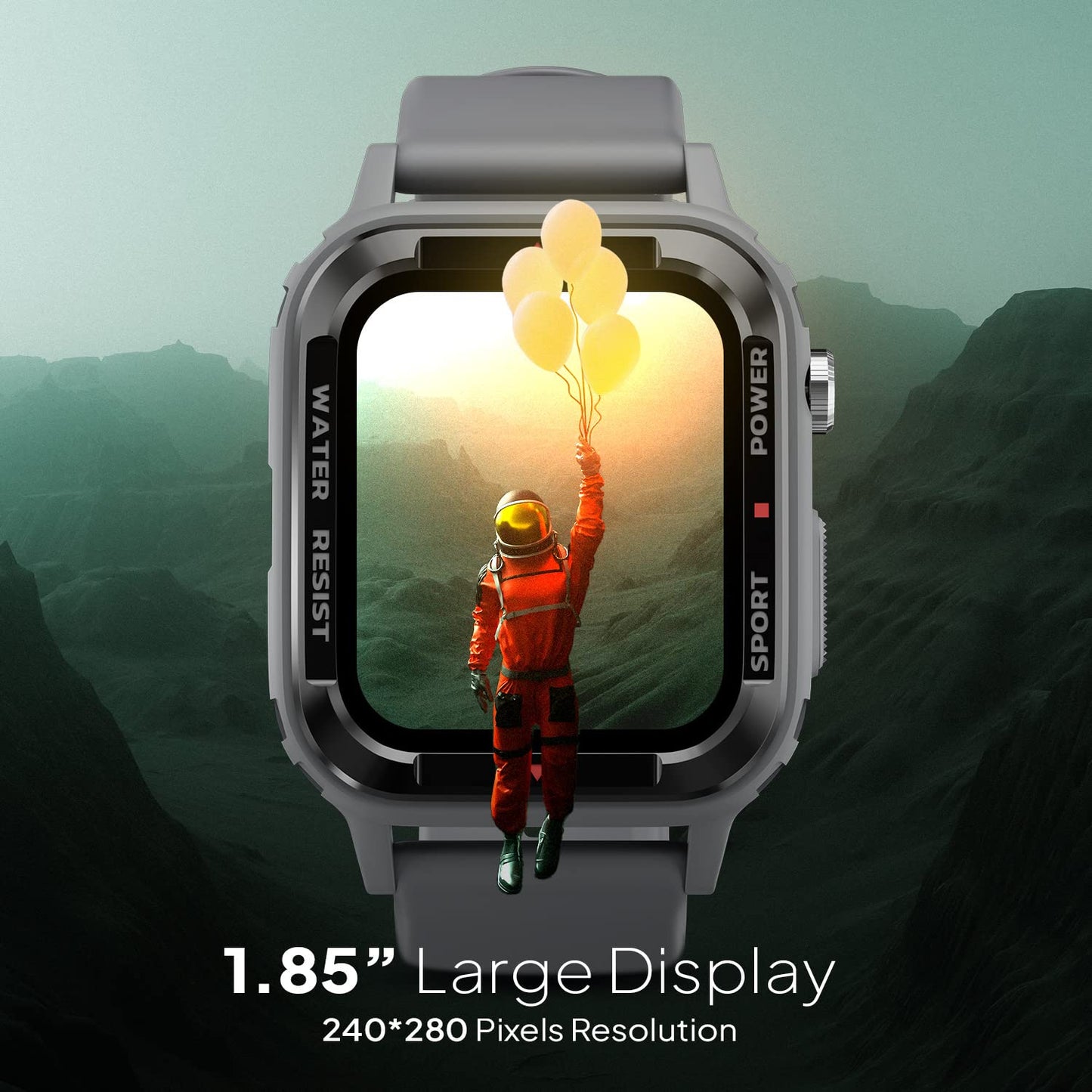 Fire-Boltt Tank 1.85" Outdoor Rugged Bluetooth Calling Smart Watch, 123 Sports Mode, 8 UI Interactions, Built in Speaker & Mic, 7 Days Battery (Grey)