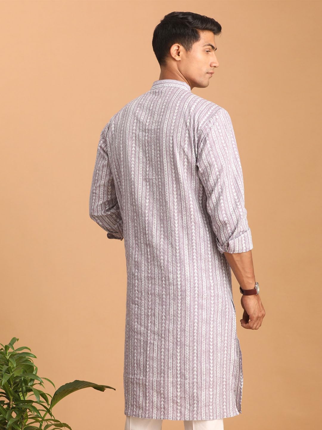 Vastramay Men's Purple Cotton Kurta_VSHVMK189PU_40