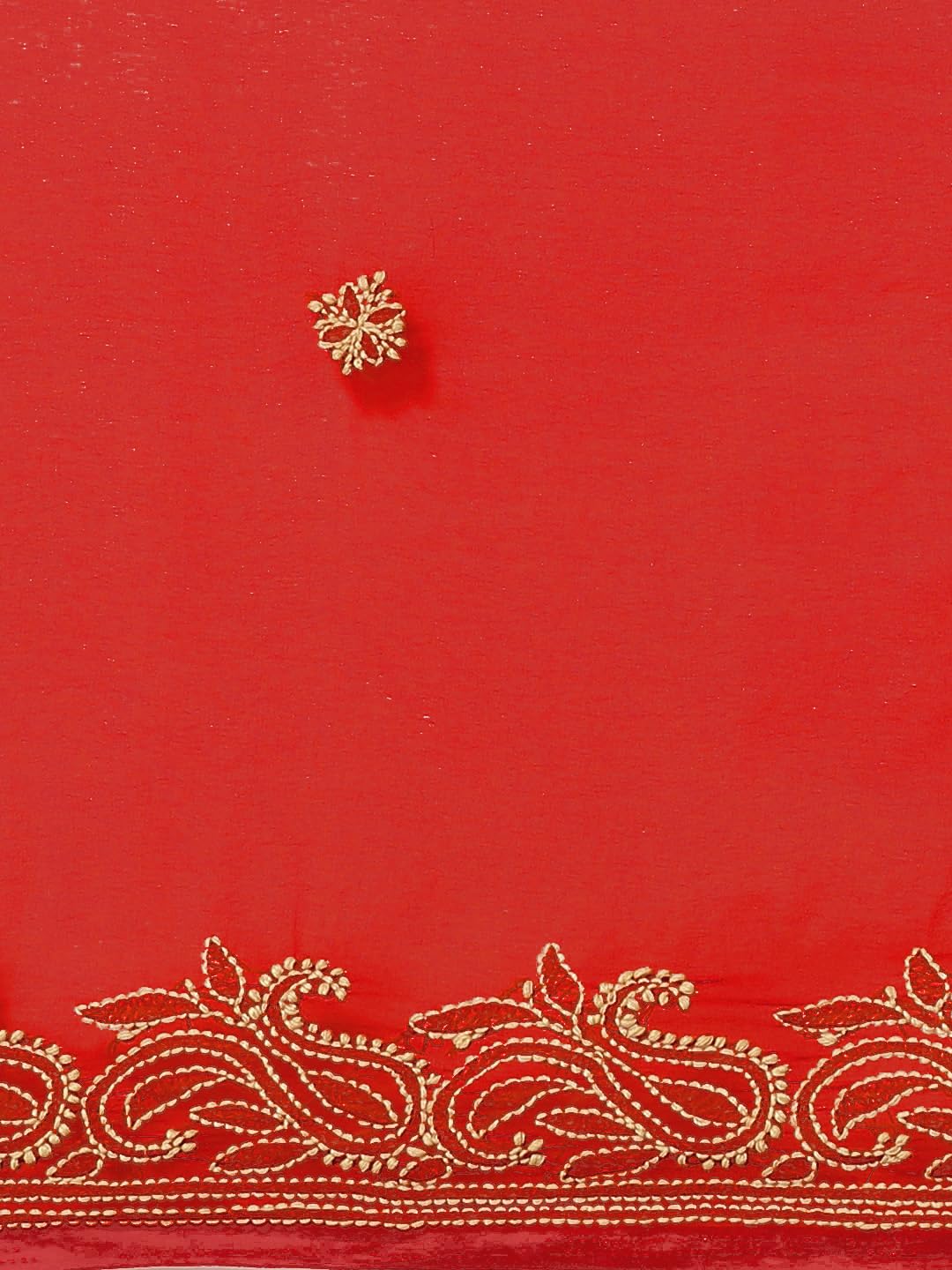 Ada Hand Embroidered Women's Faux Georgette Lucknow Chikankari Saree with Unstitched Blouse Piece A311193 Red