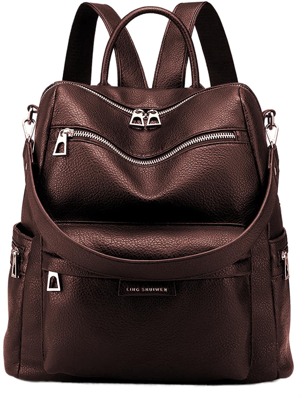 TrueArch Medium 25L Backpack Purse for Women Convertible Travel Vintage PU Leather Shoulder Backpack Ladies Bags (Brown)