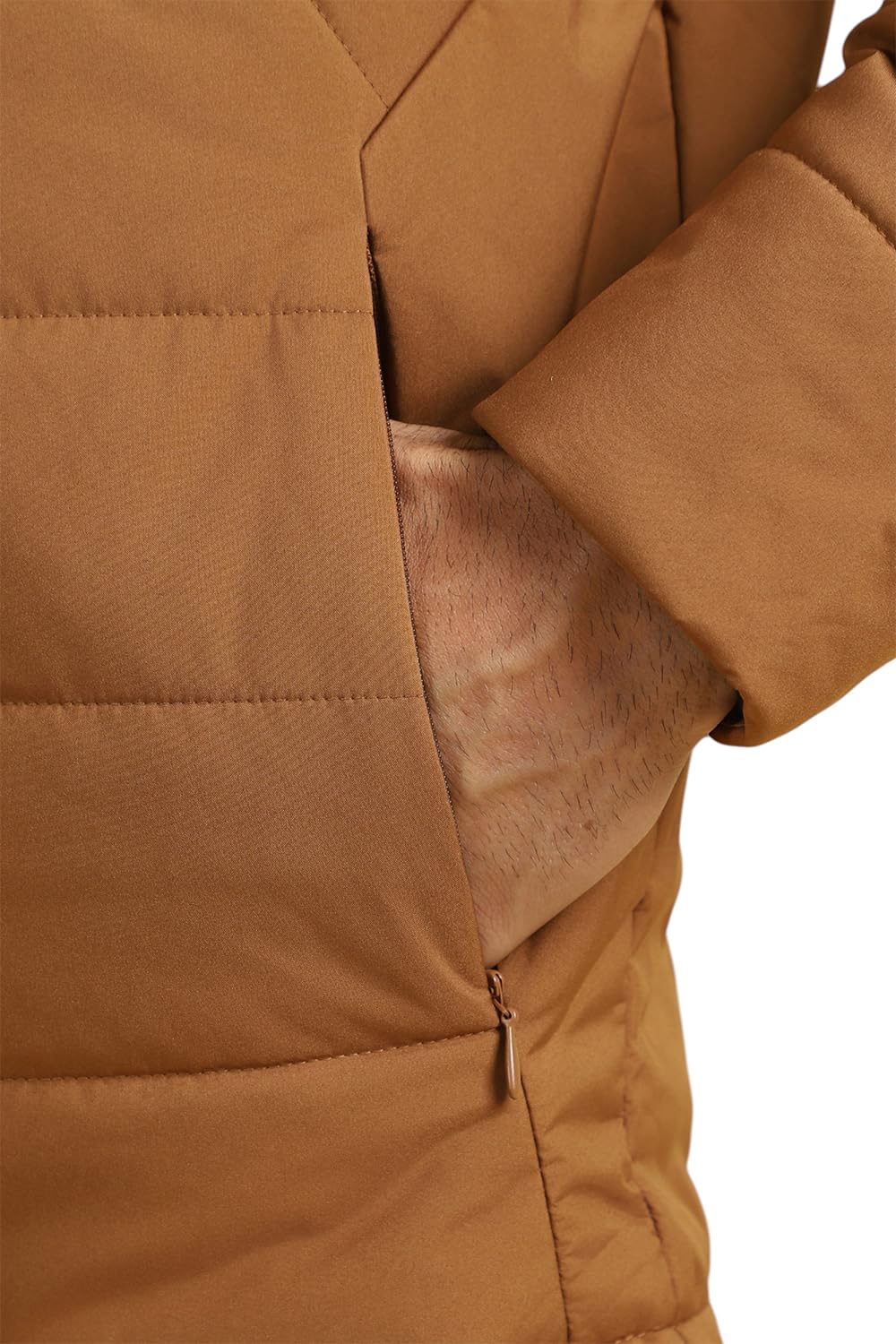 Men Brown Solid Full Sleeves Casual Jacket
