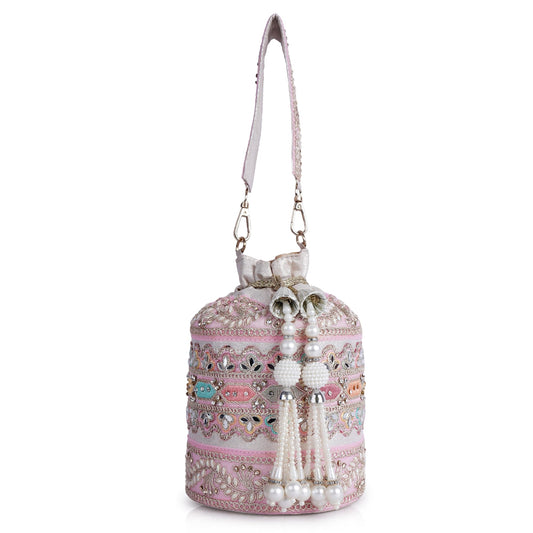 PLANX Velvet SilK Stylish Embroidery Unique Design Trendy Traditional Ethnic Wedding Party Handheld Potli For Women