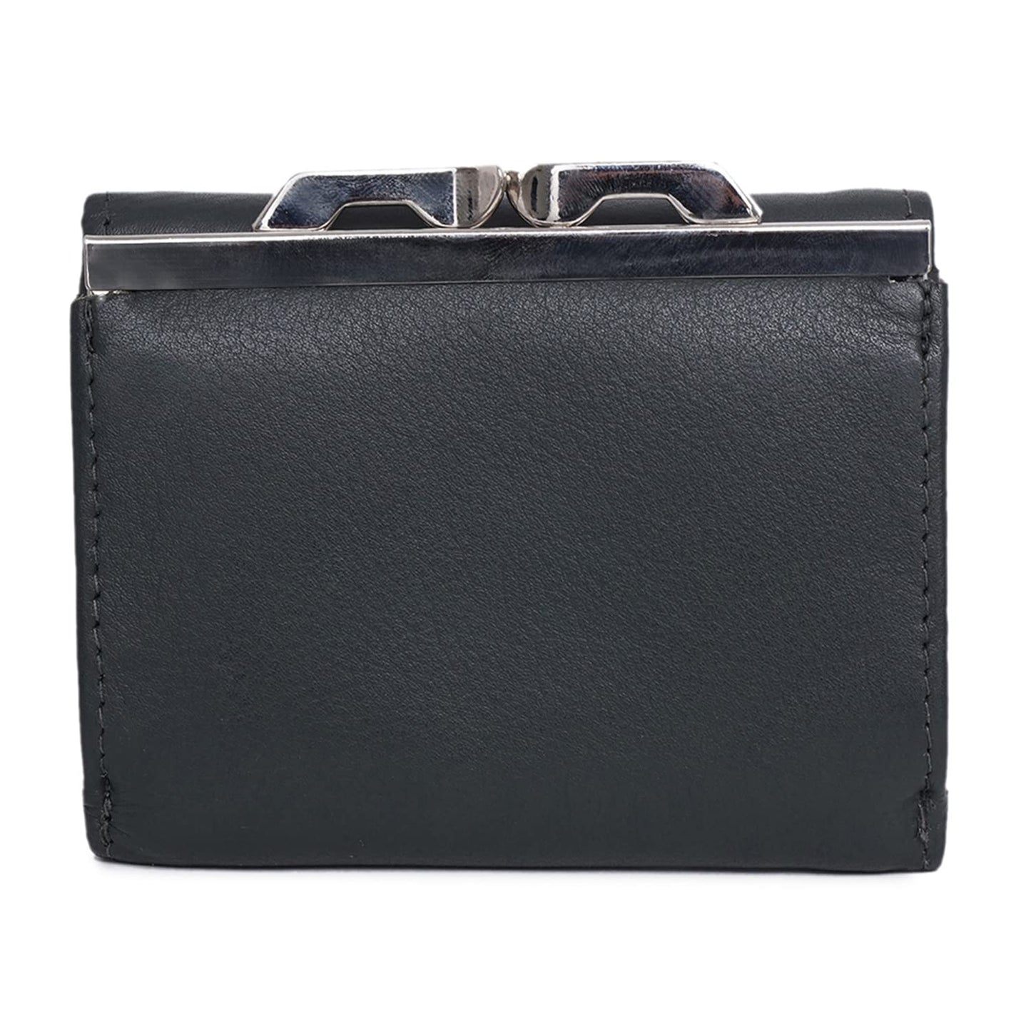 KARA Women Olive Leather Wallet I Genuine Leather Ladies Purse Visiting Card Holder - Wallet for Women I Trifold Clutch