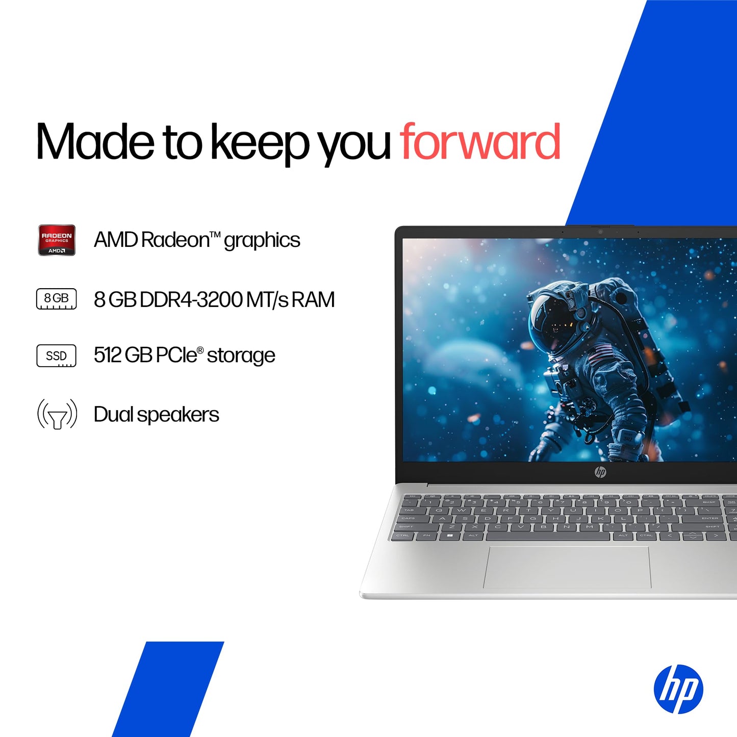 HP 15, AMD Ryzen 3 7320U (8GB DDR4, 512GB SSD) FHD, Anti-Glare, Micro-Edge, 15.6''/39.6cm, Win11, M365 Basic(1yr)* Office24, Silver, 1.59kg, fc0500AU, FHD Camera w/Privacy Shutter Laptop