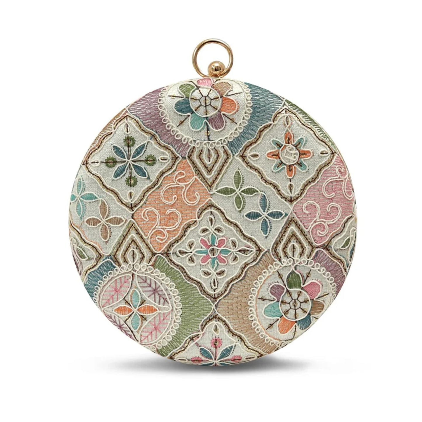 THE TAN CLAN Mughal Round Clutch for women Purses Luxury Evening Handbags for ladies with Detachable Handle