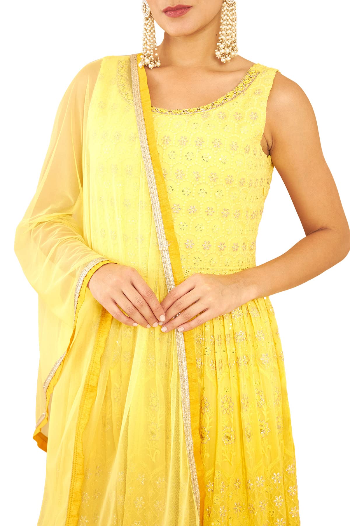 Soch Women Yellow Embroidered Gown