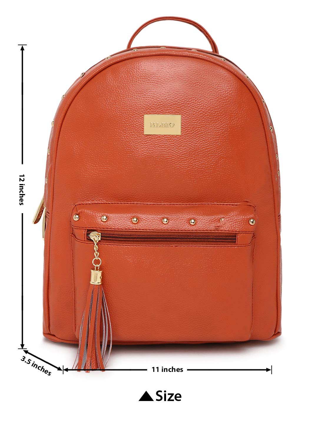 KLEIO Classic PU Leather Backpack for Women (Tan) with Adjustable Strap | Multi-Purpose Versatile Bag for Girls | Suitable for Travel, Weekend Trip & Shopping