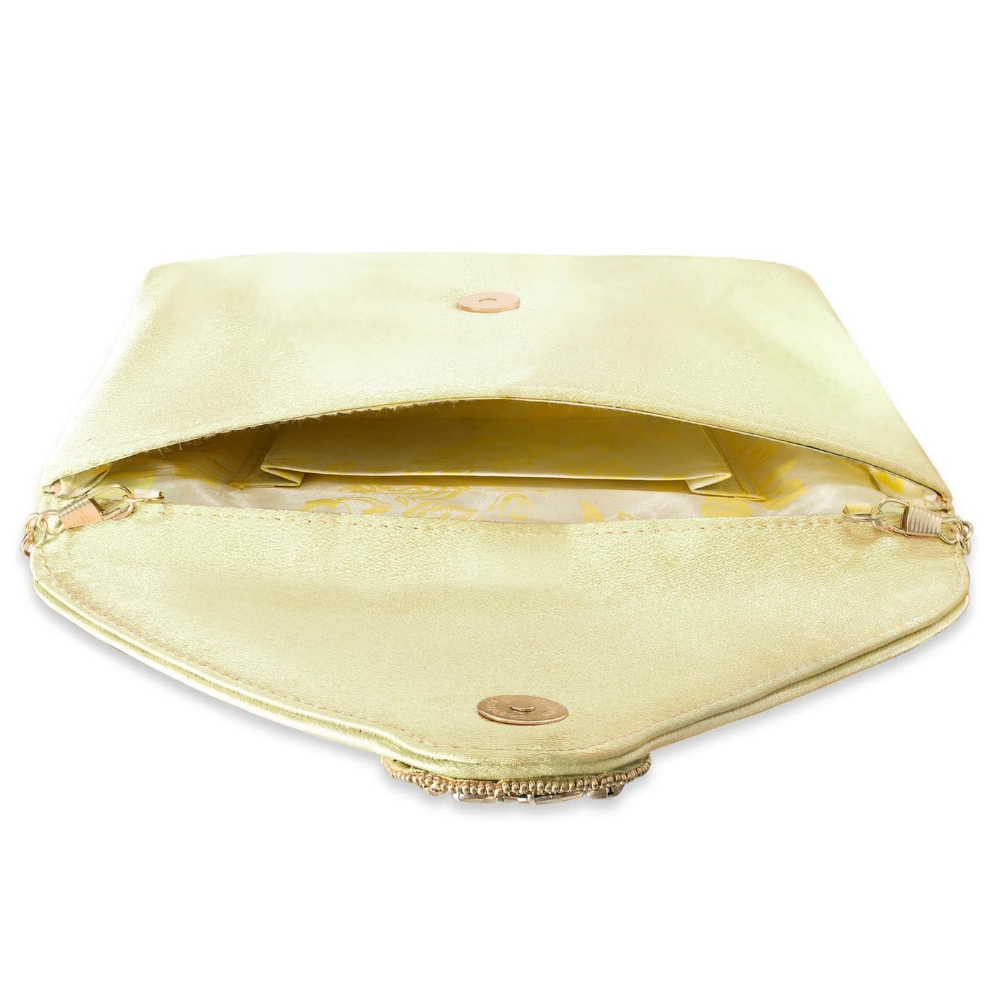 Peora Clutch Women's Purse Bridal Bag For Casual Detachable Strap Evening Sling Bag (Golden)