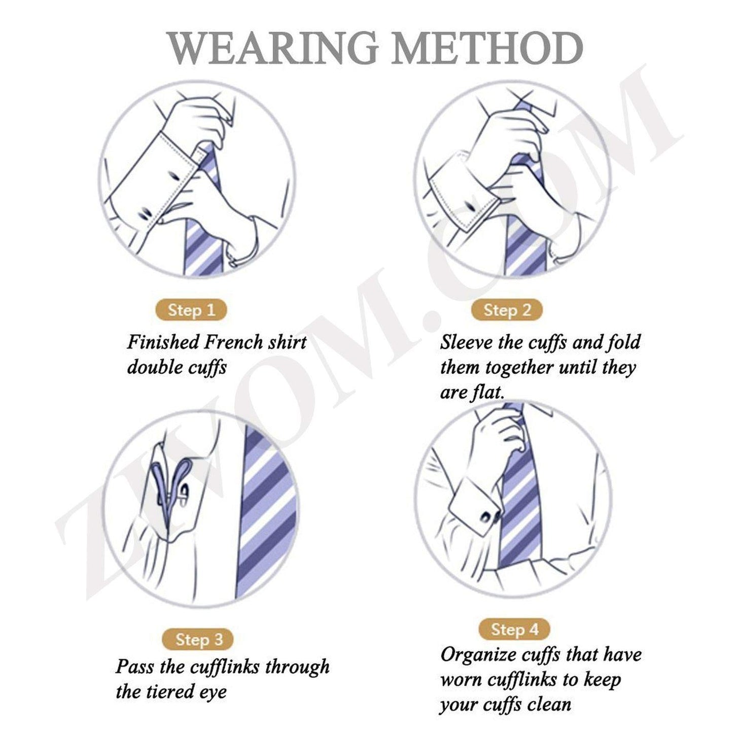 Zivom® Textured Filigree Flower 3D 18K Gold Brass Office Formal Shirt Blazer Cufflinks Pair Men Gift Box