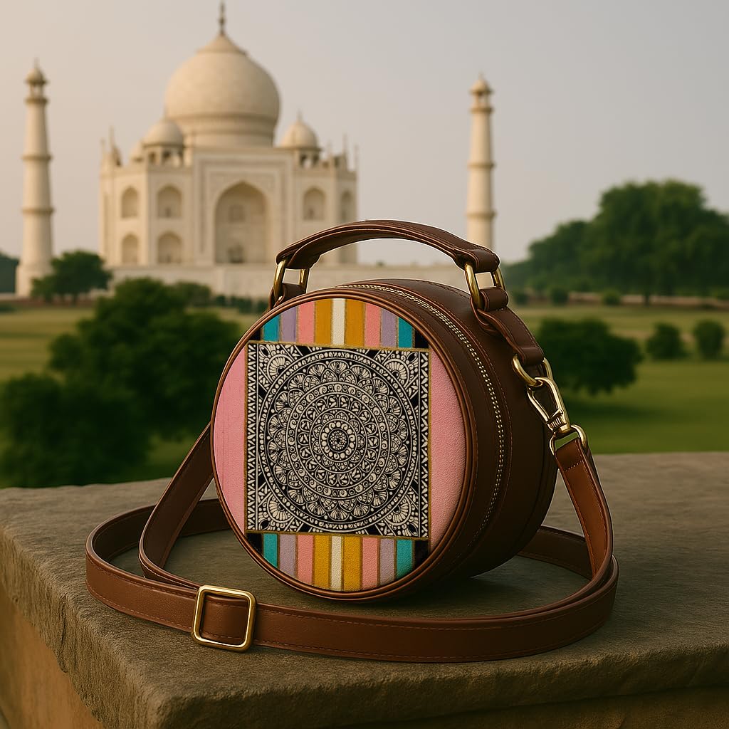 Kalankit Box Sling Bag for Women Girls | Side Sling Purse with Handle and Detachable Strap | Quirky Travel Crossbody Sling | Birthday Gifts Ideas for Teenager Girl