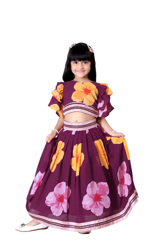 satyamfab Gorgeous Girl's Lehenga Choli - Thick Fox Georgette Print Fabric, Completely Stitched, Suitable for Weddings, Festivals