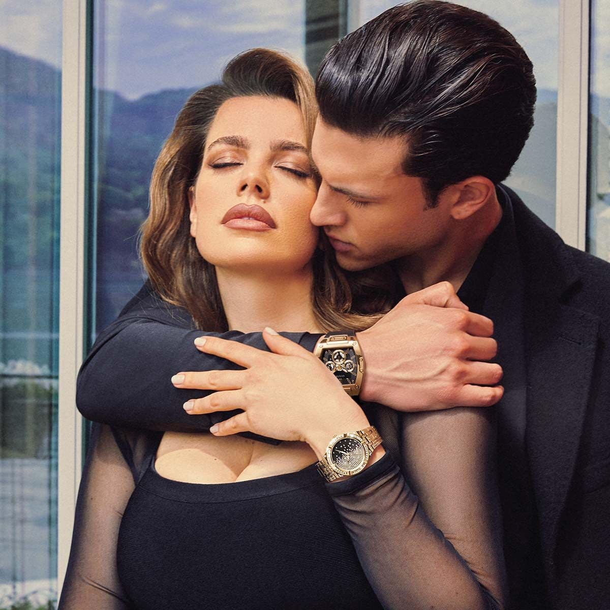 Guess Leather Casual Analog Black Dial Men's Watch-Gw0202G1