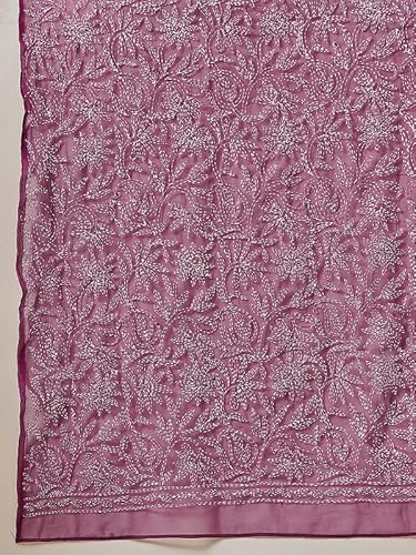 Ada Hand Embroidered Lucknowi Chikankari Georgette Ethnic Wear Dupatta stole for Women A511228 Wine