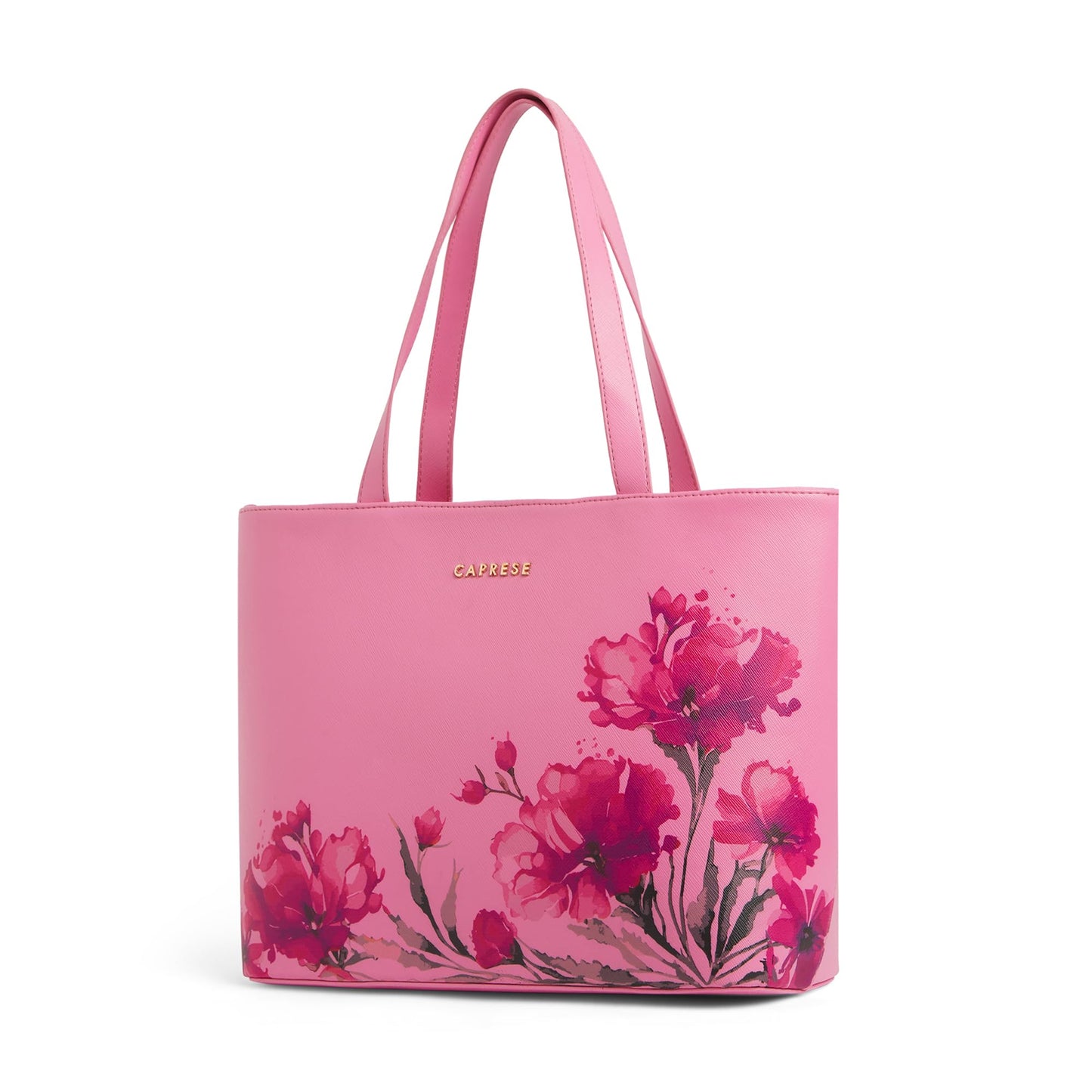 Caprese Chloe Large Floral Tote Bag for Women|Stylish, Durable, Multi-Compartment Design for Work, Travel, Shopping |Comfortable Straps Shoulder Bag, Ideal for Laptop & Essentials (Violet)