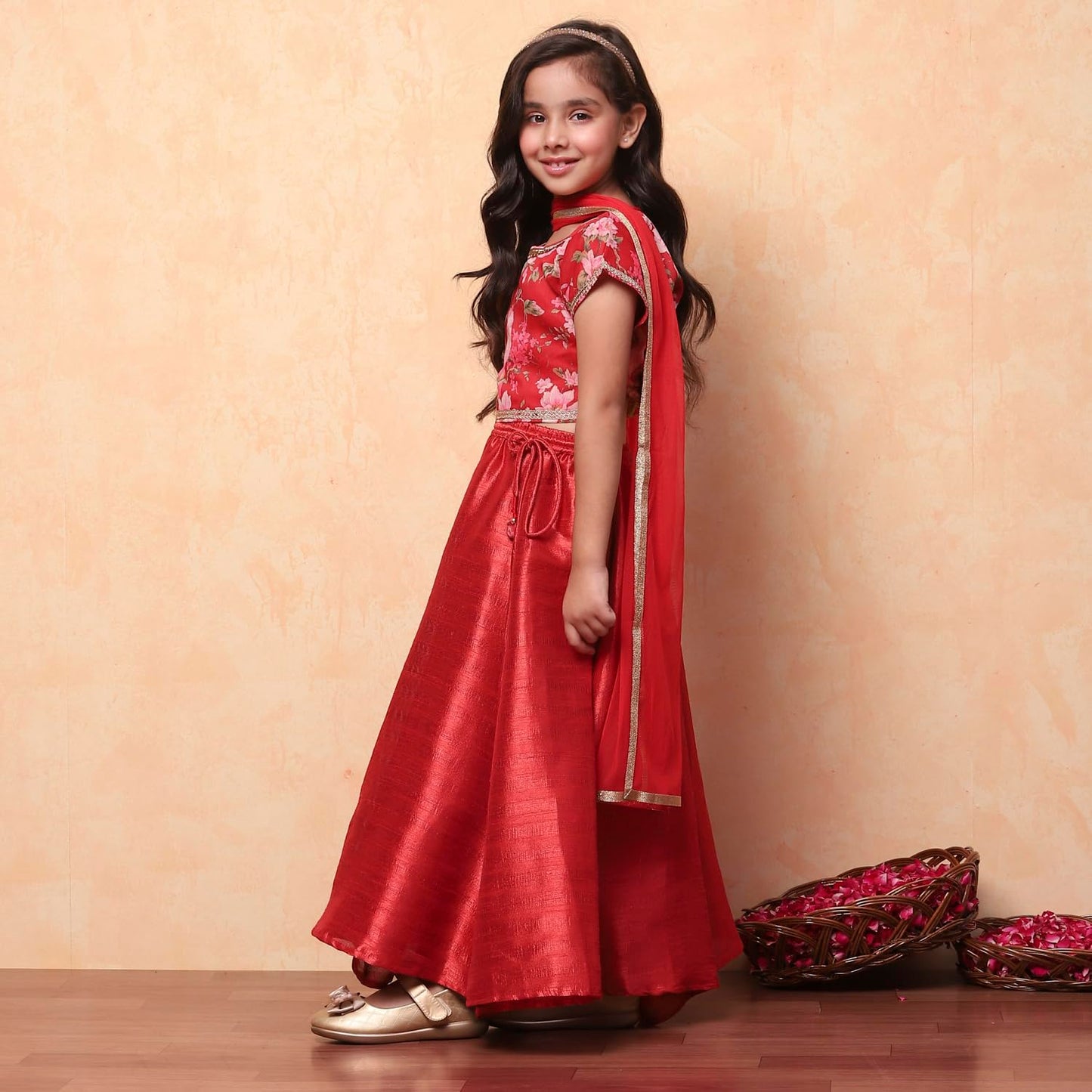 BIBA Modal Girl Printed Flared Kid Readymade Lehenga Choli (KW4432E_RED_13)