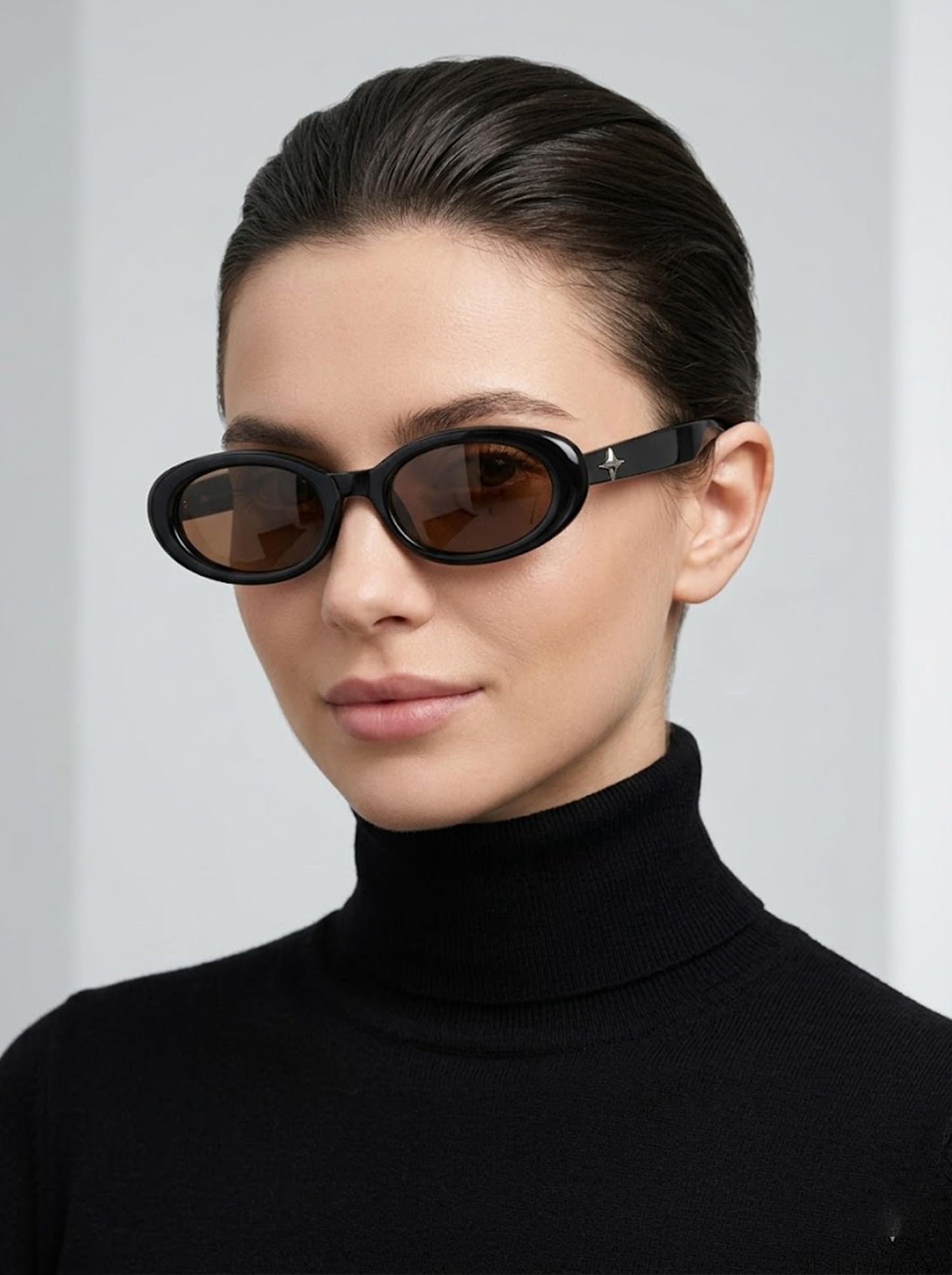 Vibe lens Trendy Retro Oval Sunglasses for Men & Women | Black Polycarbonate Frame | UV400 Protection | Classic Sun Glasses | Cooling Glass | Retro Shades