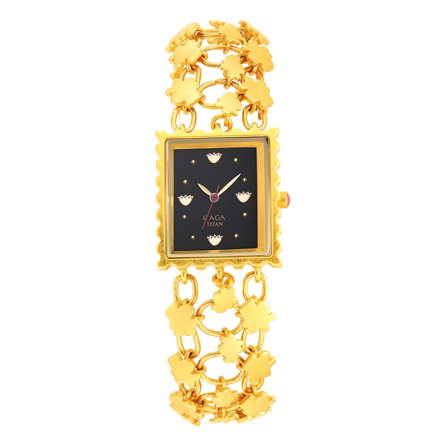 Titan Raga X Masaba Quartz Analog Black Dial Gold Metal Strap Watch for Women - NT95173YM01
