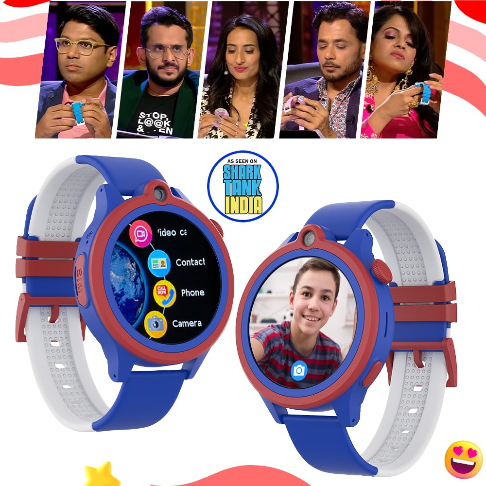 WatchOut Next-Gen+ Kids Smartwatch Phone with GPS, Fever Alert, Heart Rate, Video Call, SOS, Safe Zone, Class Lock, AirTag, Free SIM Card, Best Gift, Boys, Girls, Age 3-13, Shark Tank (Captain Blue)