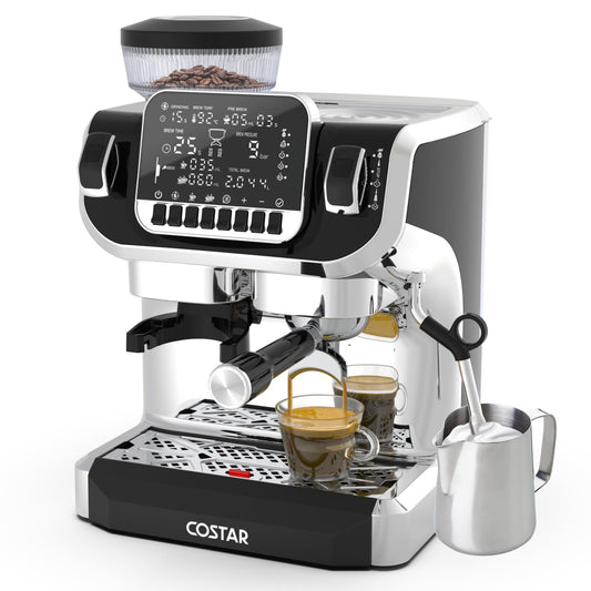 COSTAR Professional Espresso Machine with Grinding & Frothing, 20 Bar Coffee Machines with LED Screen, Coffee Maker Machine for Home/Office, 1.8L Removable Water Tank for Cappuccino, Latte