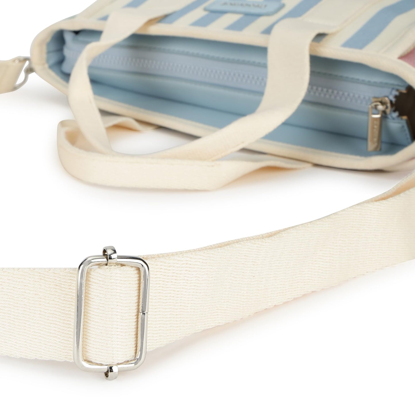 Fastrack Striped Canvas Satchel Bag for Women | Compact Structured Handbag with Zip Closure, Internal Pockets and Detachable Strap | Everyday Crossbody for Work, Errands and Casual Outings