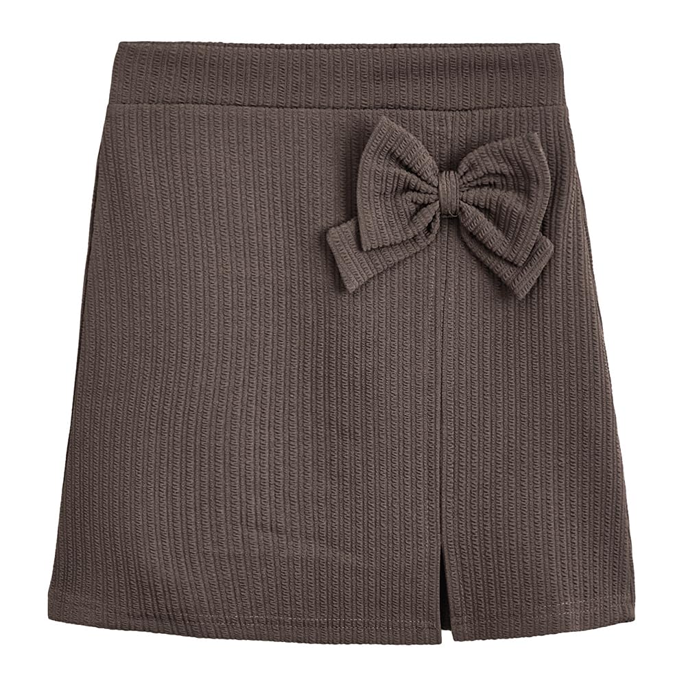 Hopscotch Girls Brown Bow Applique Straight Skirt for Ages (4-5 Years)