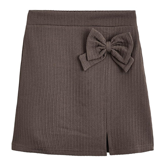 Hopscotch Girls Brown Bow Applique Straight Skirt for Ages (4-5 Years)