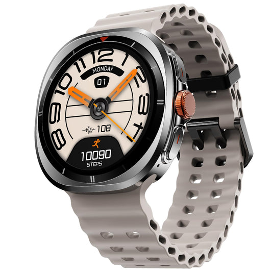 Fire-Boltt Axiom Smart Watch 1.43" Super AMOLED Display, Health & Fitness Tracking, Always-On Screen, Wireless Charging, Rotating Crown, Bluetooth Calling, Metal Case Watch for Man & Woman - White