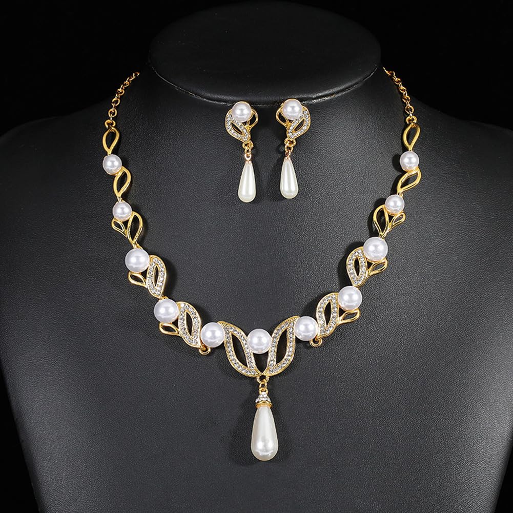 Shining Diva Fashion Latest Stylish Design Fancy Traditional Pearl Necklace Jewellery Set for Women (15121s)