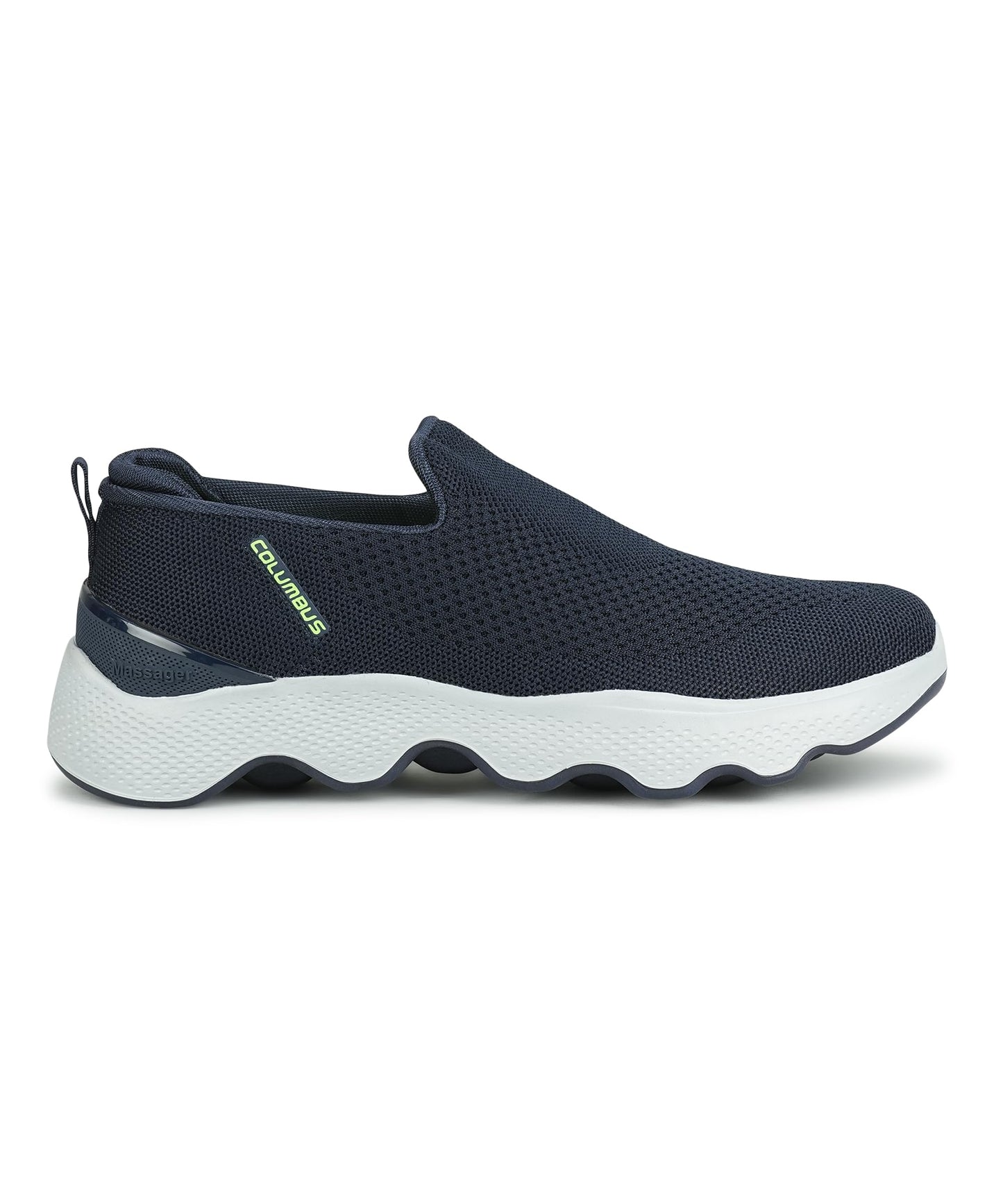Columbus MASSAGER-01 Sports Shoes - Running Shoes|Walking Shoes| Training & Gym Shoe | Outdoors Shoe for Men (Navy & Fluorescent Green),UK-6