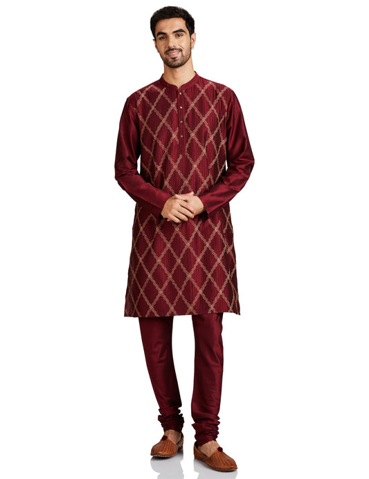 Amazon Brand - Symbol Men's 41" Kurta & Churidar Set_Sy-A23-Mna-Fktc-239_Maroon_Xl -