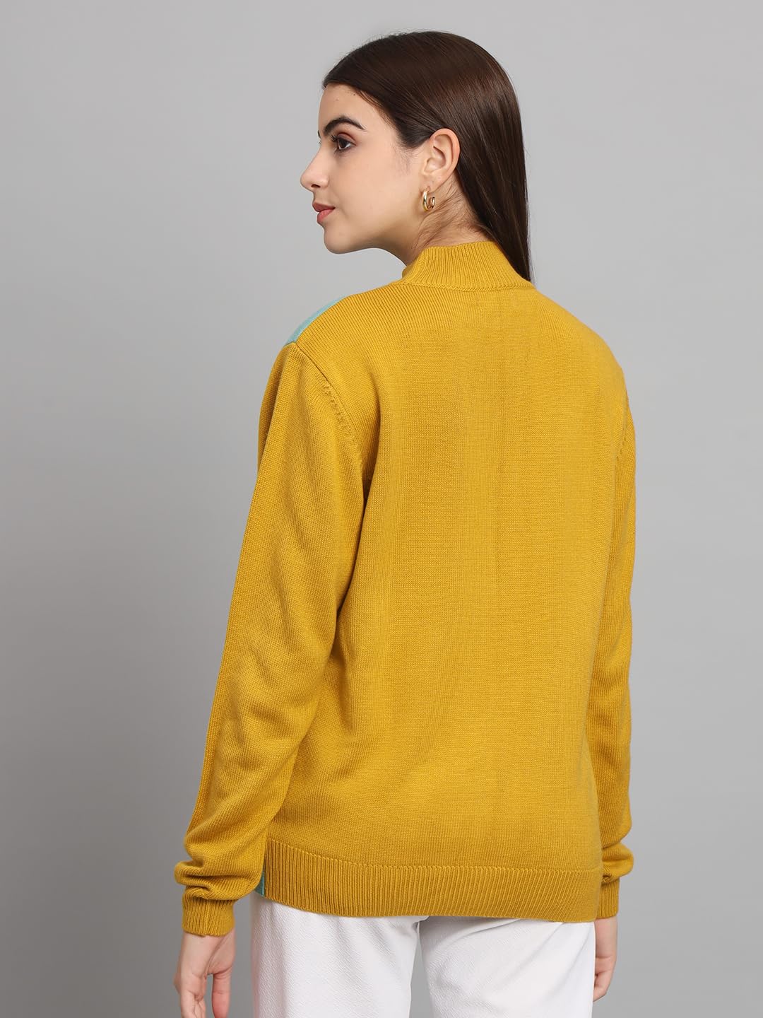 THE DRY STATE Womens Full Sleeves Round Neck Floral Colorblock Pullover Sweater