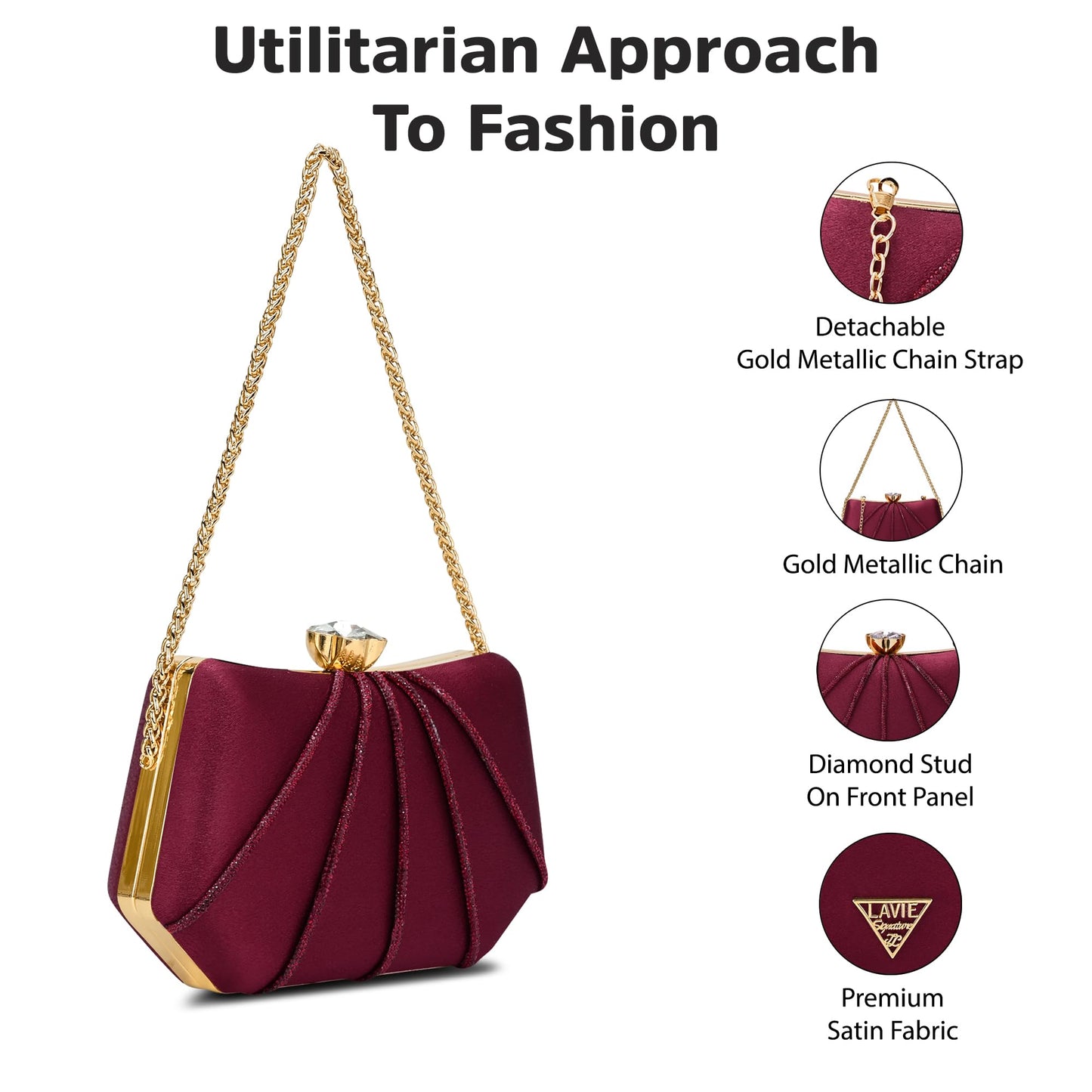 Lavie Signature Women's Akron Handle Framed Clutch | Ladies Purse | Gift For Women