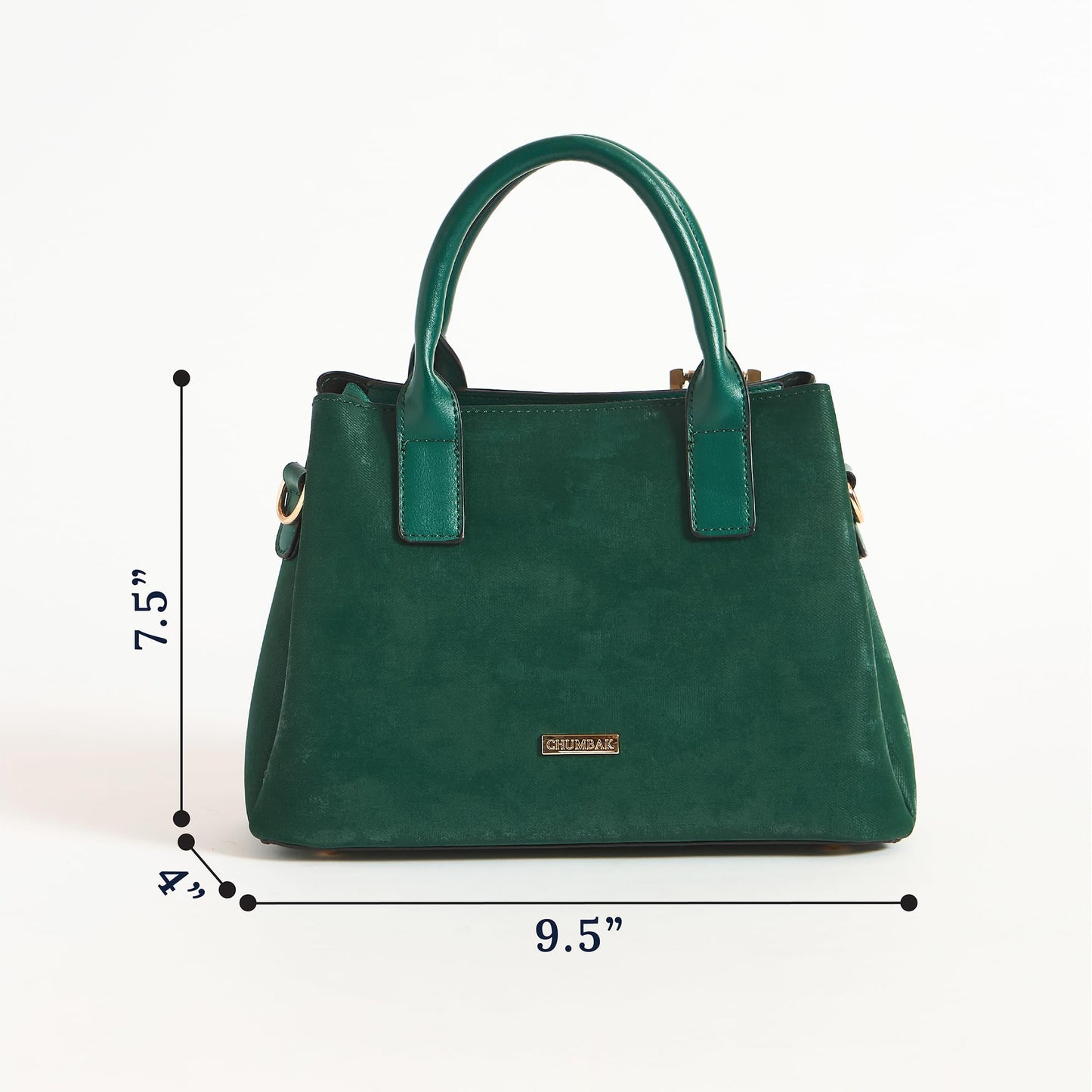 Chumbak Emerald Handbag | Multipurpose Hand Bag with Pouch for Shopping | Hand Held Bag for Women and Girls | Solid Colour Handbag