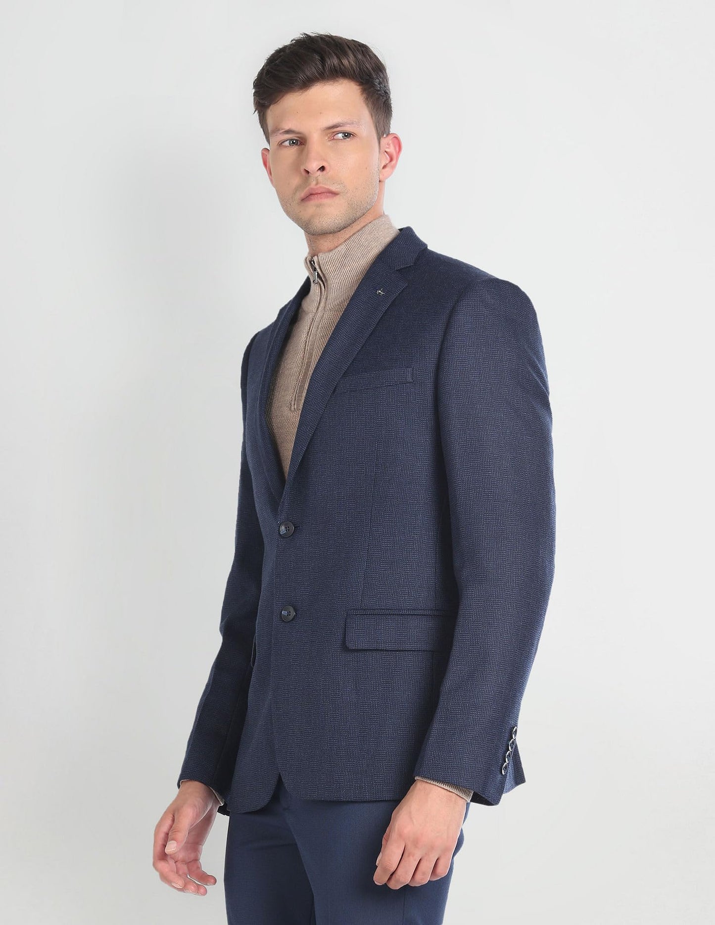 Arrow Men's Single Breasted Regular Blazer (ARAGBZ5075_Navy Blue