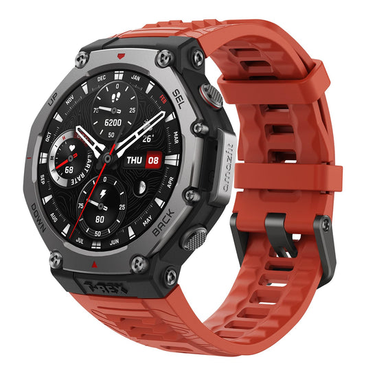 Amazfit T-Rex 3 Outdoor Rugged Military 48mm Smart Watch, Built in GPS, 27 Days Battery Life, Offline Maps, 2000 Nits Brightness, 10 ATM Water Resistance, AI Coach, for iOS & Android (Lava)