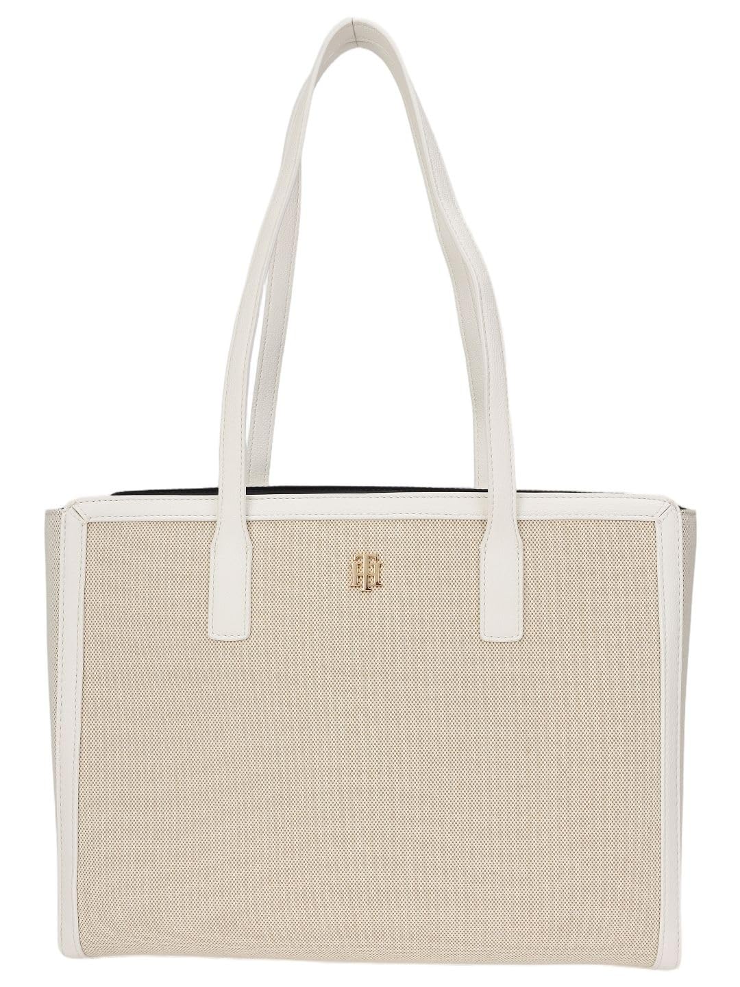 Tommy Hilfiger Solid White Polyester Tote Bag