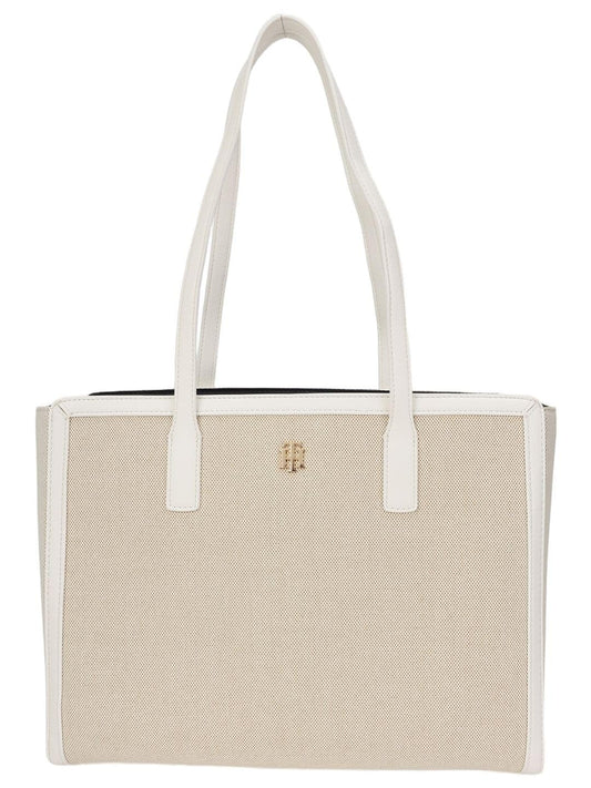 Tommy Hilfiger Solid White Polyester Tote Bag
