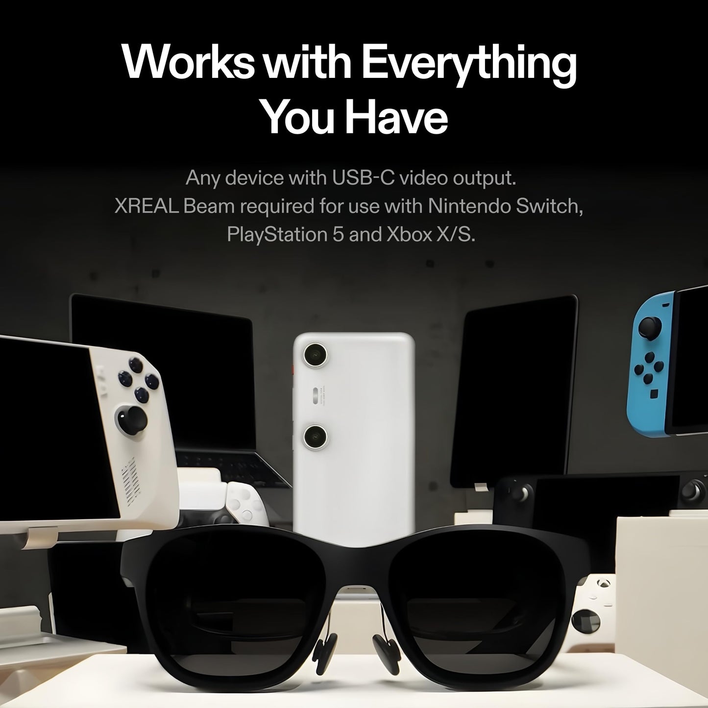 XREAL Air 2 Pro AR Glasses|46° Fov, 130" 120Hz HD Display, True Colors, Cinematic Sound, All-Day Comfort. Pairs Beam Pro. Compatible with iPhone 15, Steam Deck, ROG, Mac, PC, Android & iOS, Black