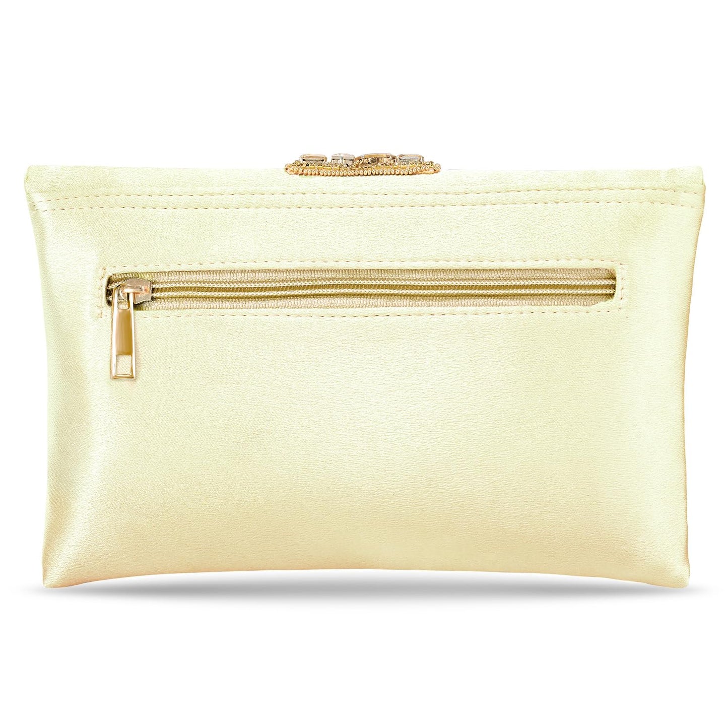 Peora Clutch Women's Purse Bridal Bag For Casual Detachable Strap Evening Sling Bag (Golden)