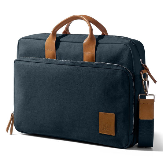 DailyObjects 100% Cotton Canvas Commute Laptop Messenger Bag for Men & Women | Travel Shoulder Handbag With Trolley Sleeve | Metal Zip Closure | Leather Handles | Padded Laptop Compartment For 16"