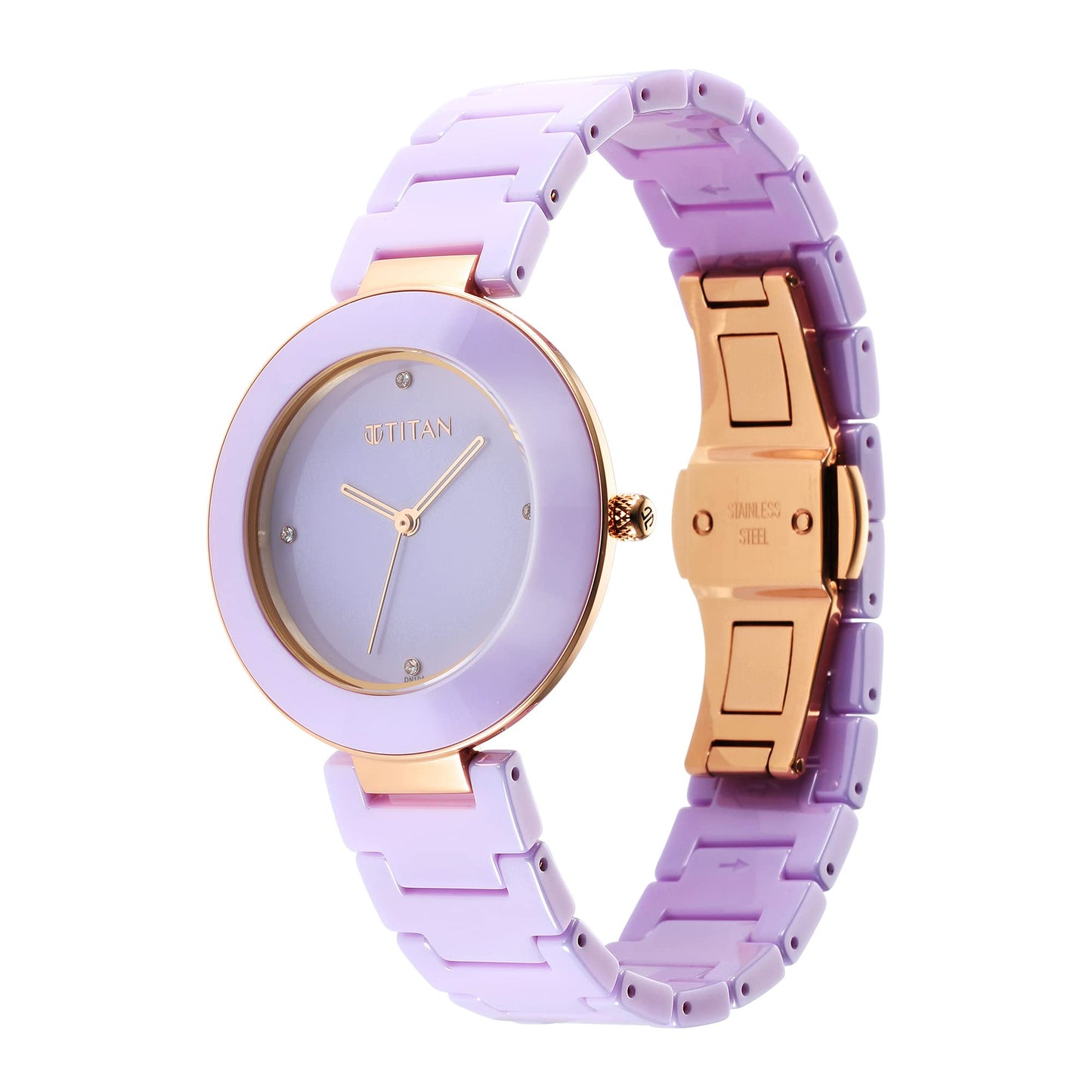 Titan Purple Ceramics Quartz Analog Lavender Dial Lavender Ceramic Strap Watch for Women - NS95189KC06