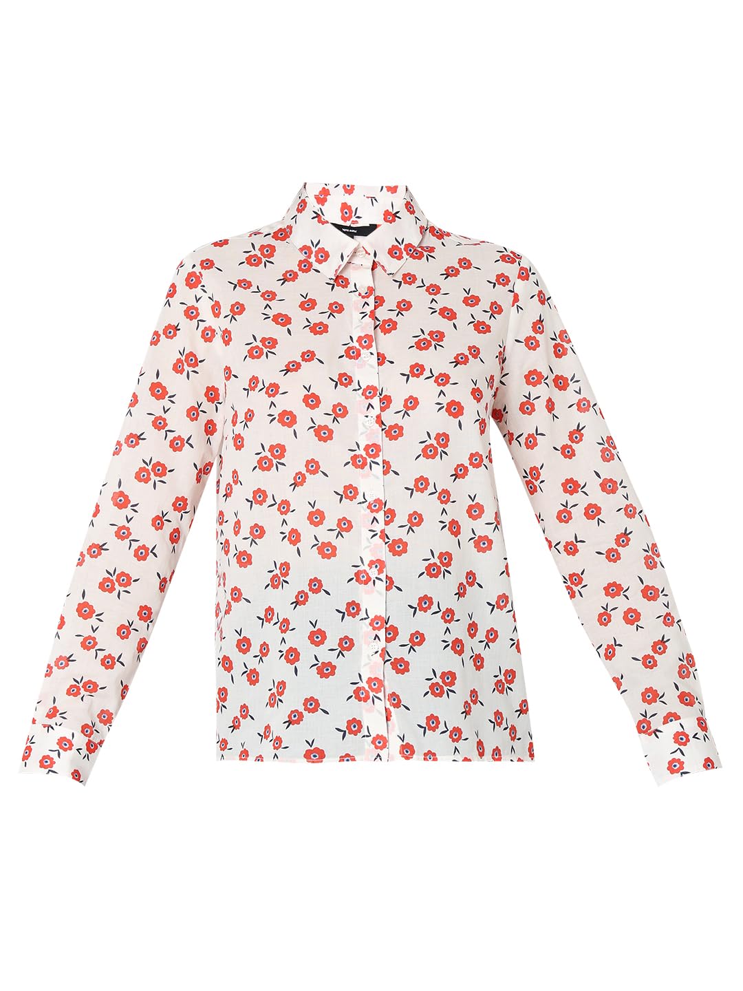 VERO MODA Women Floral Print Orange Cotton Regular Fit Shirt