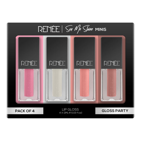 RENEE See Me Shine Minis Gloss Party Lip Gloss Combo 1ml Each, Non Sticky & Non Drying Formula, Long Lasting Moisturizing Effect, Compact and Easy to Carry
