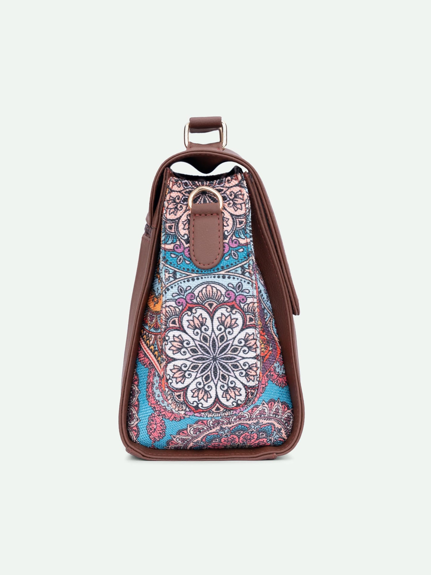 ZOUK Multicolor Mandala Print Rhea Kapoor Satchel Bag | Elegant Vegan Leather Handbag for Women | Mandala