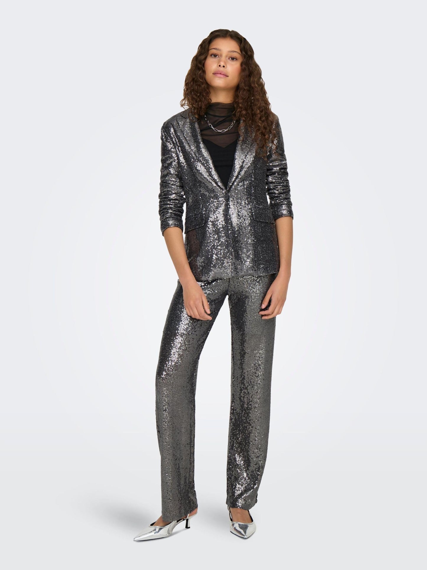 ONLY Women Tailored Fit Silver Blazer