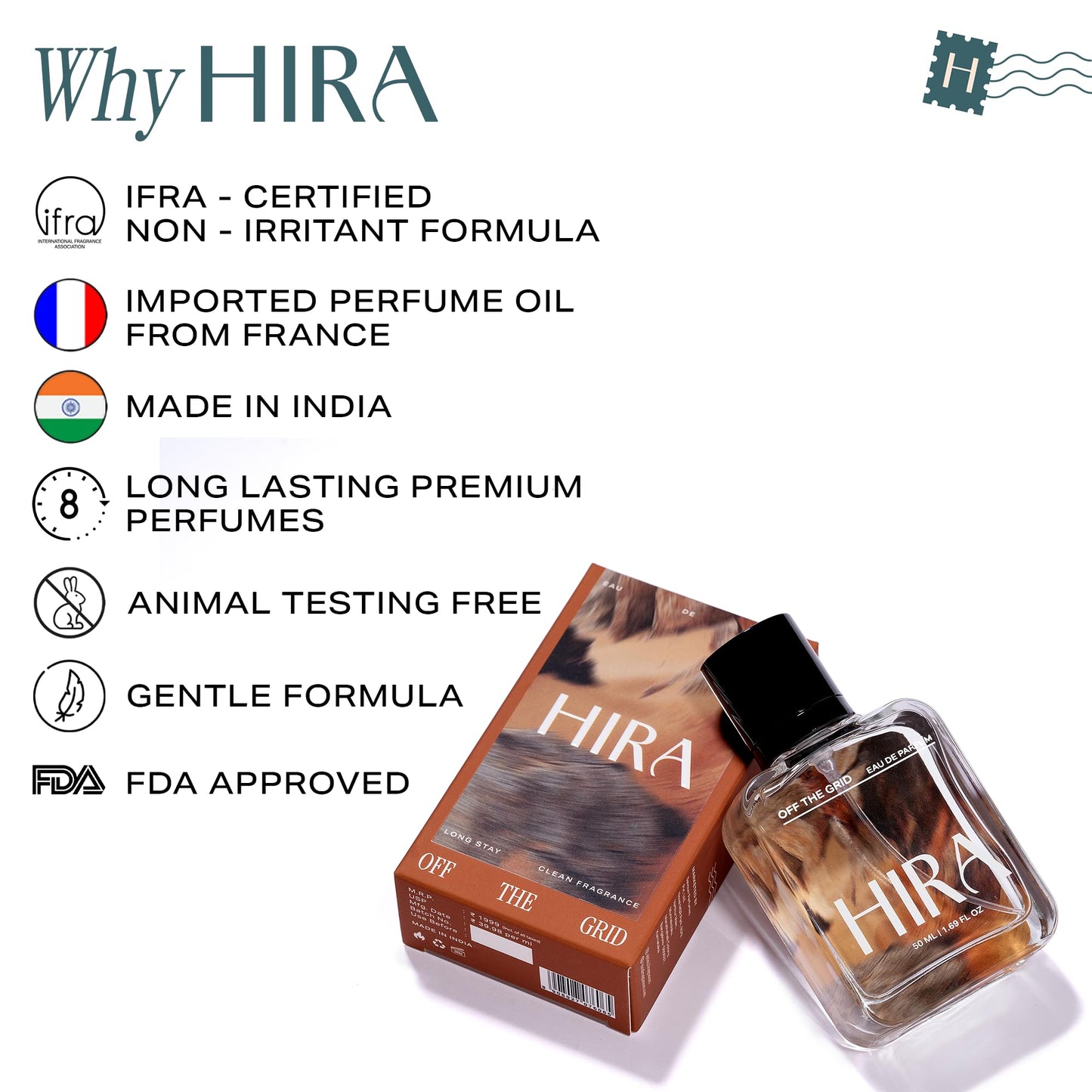 HIRA Off The Grid Perfume for Men | Perfume for Men Long Lasting Smell | Best Men Perfume with Earthy & Citrus Notes | Fresh Everyday Fragrance | 50ml Eau De Parfum for Men
