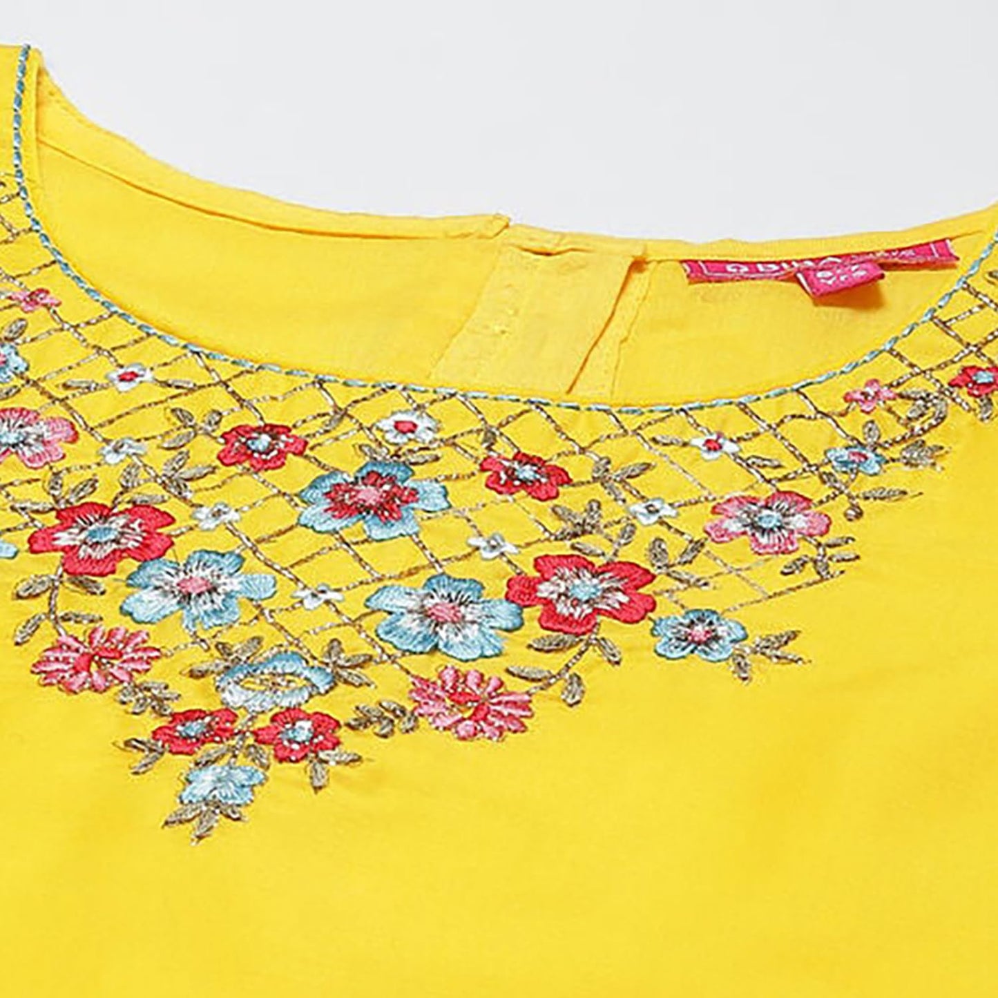 BIBA Girls Polyester Flared Self Design Lehenga Set (KW4960EAW22YEL_Yellow_15)