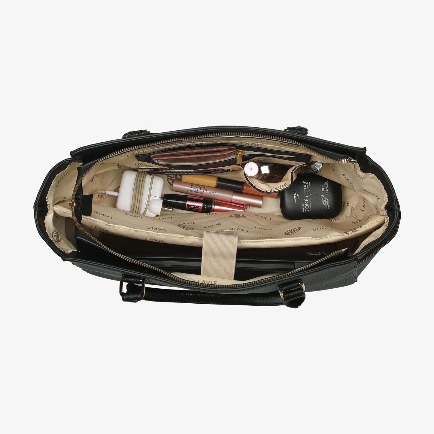 Lavie Luxe Women's Mono Kelly Monogram Print Tote Laptop Handbag for Women | Fits Upto 15 Inch Laptop | Tote Laptop Bag for Work | Ladies purse | Stylish Shoulder Bag | Gift For Women