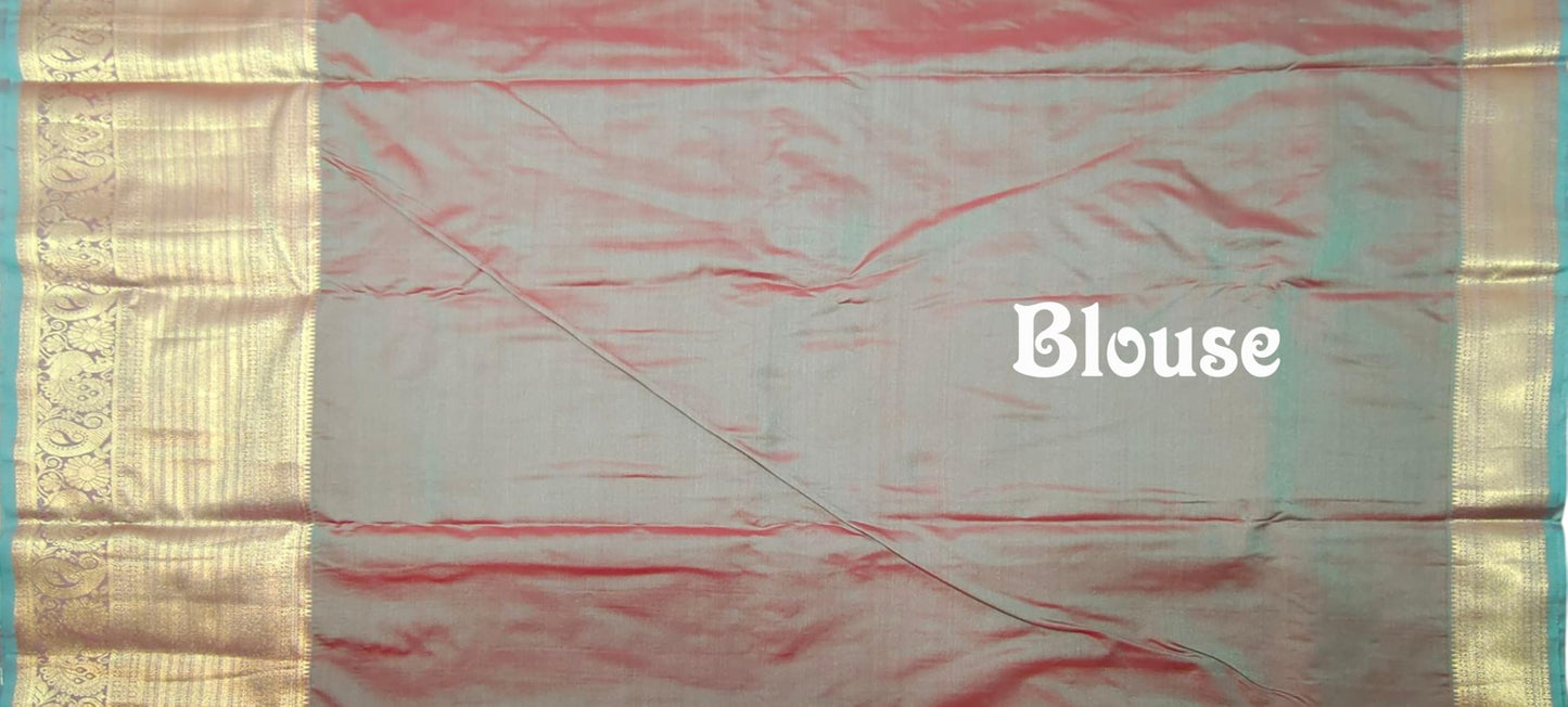 VFCollections Women's Kanchipuram Silk Pure Pattu Sarees With Blouse (VFC482-1)