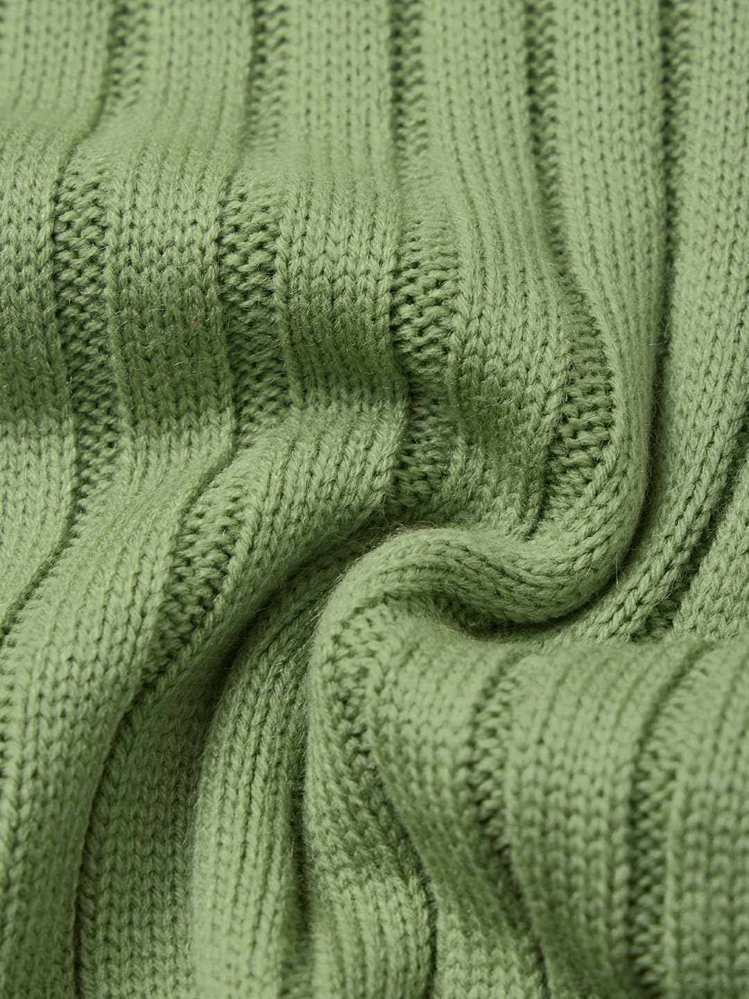 The Souled Store High-Neck Sweater: Soft Sage Women and Girls Full Sleeves Mock Neck Green Solid Acrylic Ribbed Texture Lightweight Everyday Oversized Fit Sweater